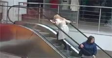 Blonde on a Escalator